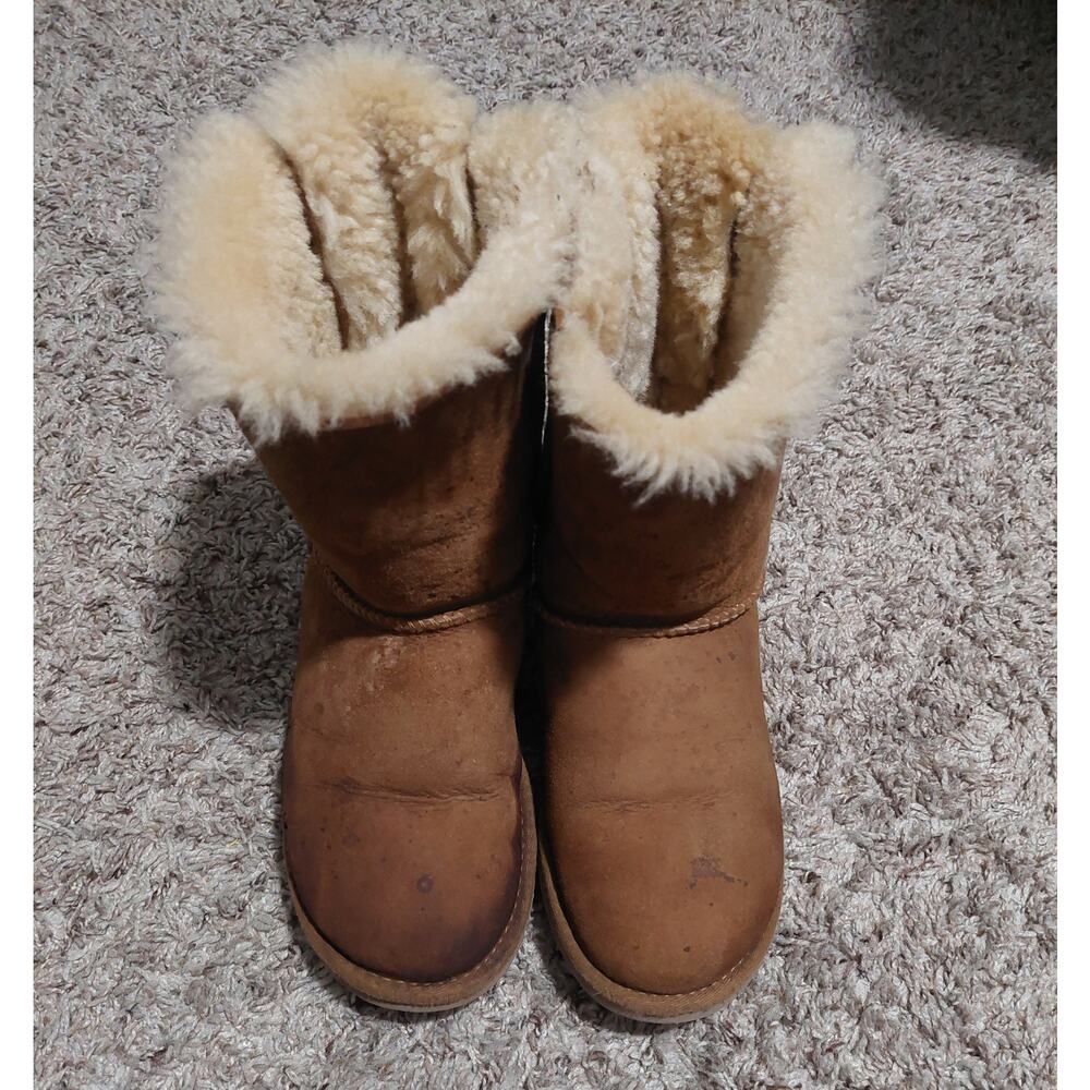 UGG metro short bow Chestnut Boots SZ 6 - Picture 5 of 14